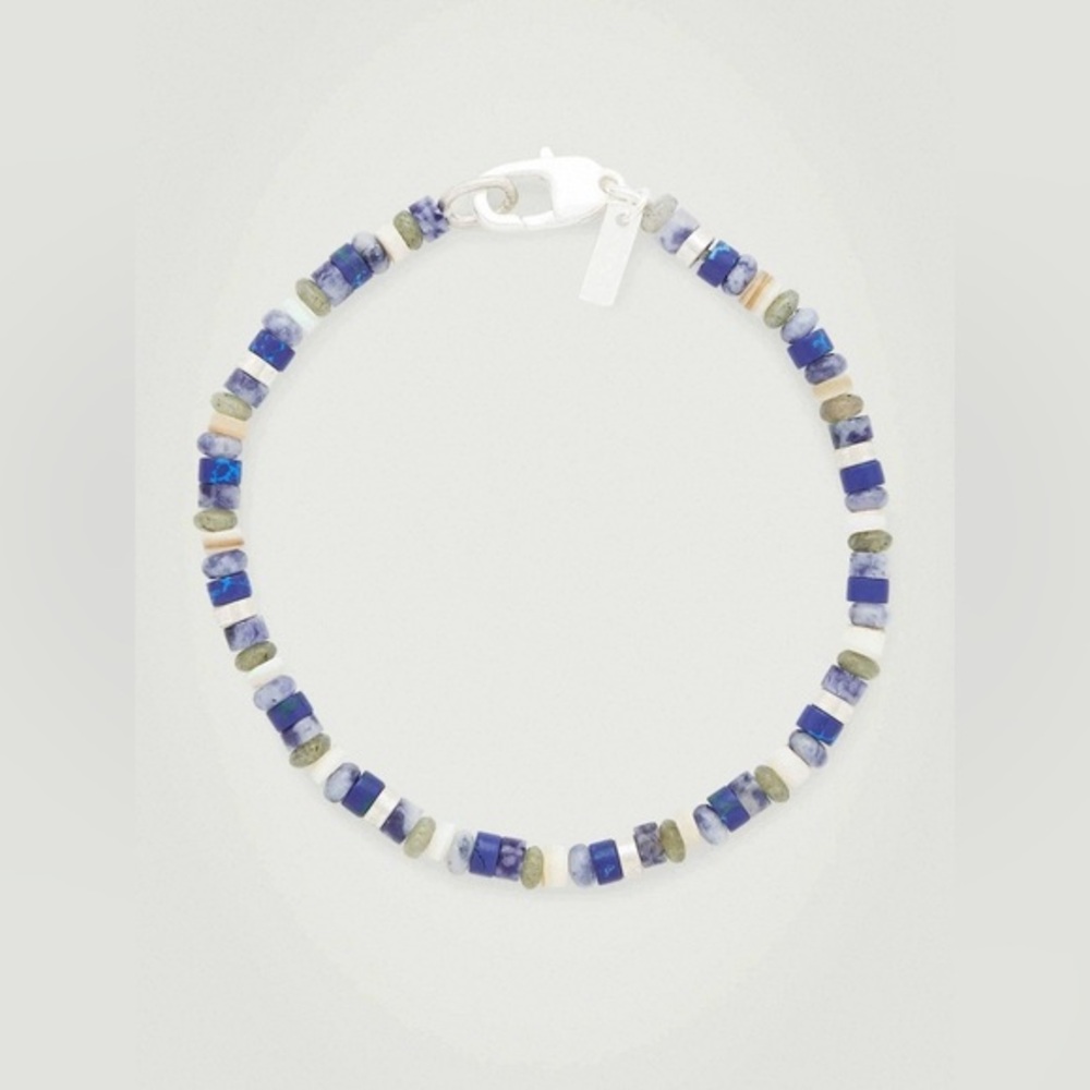 New COS Semi-Precious Elegant Blue and Silver Beaded Bracelet